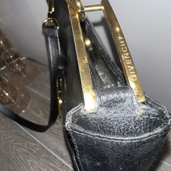 GIVENCHY Black Leather One Shoulder Bag Formal Shoulder Bag Crossbody Authentic - Picture 16 of 16